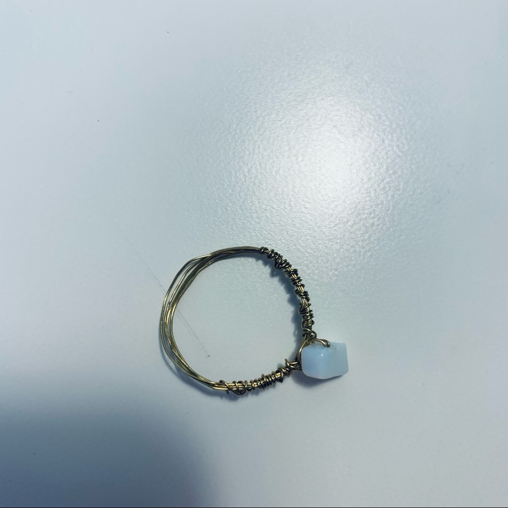 HANDMADE GOLD WIRE STONE RING 19mm - Picture 4 of 6